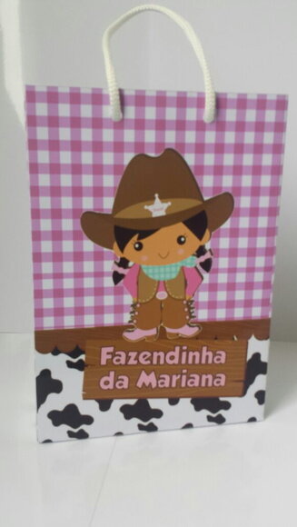 Sacolinha Personalizada fazendinha Rosa