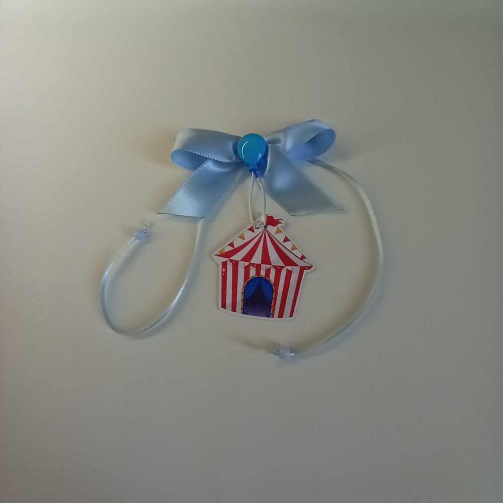 Laço cetim tag personalizada lembrança de aniversário circo
