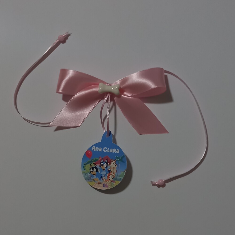Laço cetim tag personalizada lembrança de aniversário menina