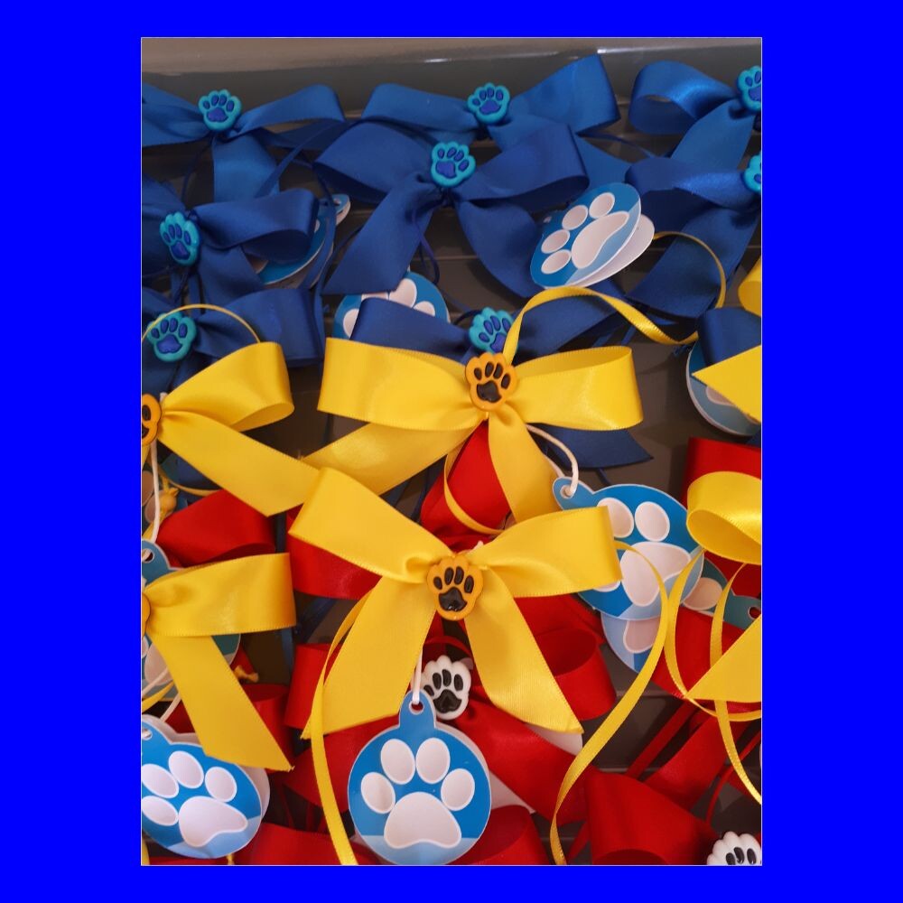 Laço cetim tag personalizada lembrança de aniversário menino