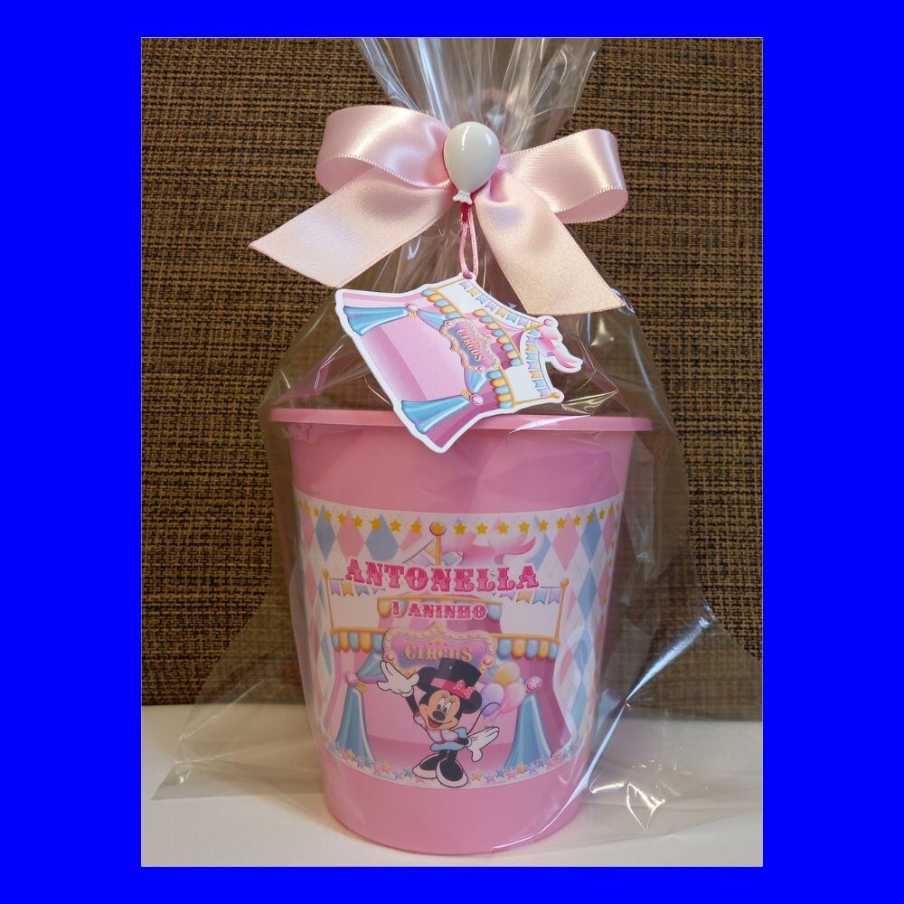 Centro de mesa balde de pipoca personalizado