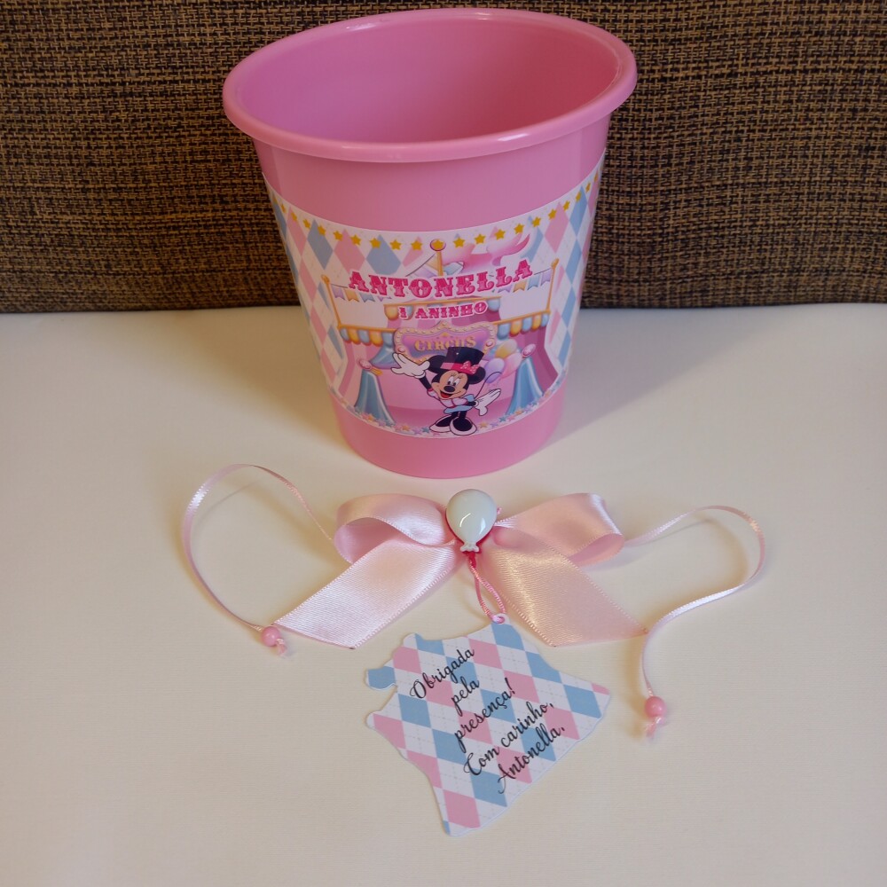 Centro de mesa balde de pipoca personalizado