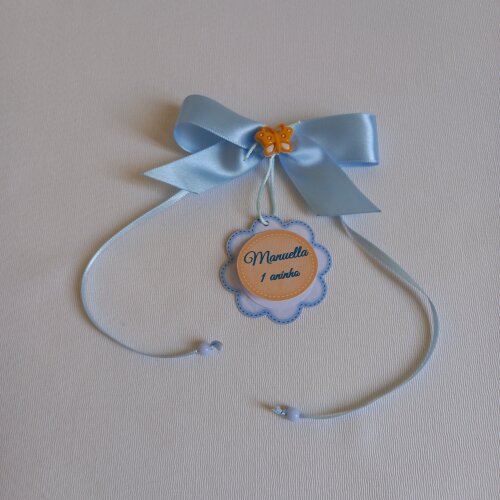 Laço cetim tag personalizada lembrança de aniversário menina