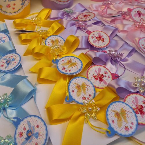 Laço cetim tag personalizada lembrança de aniversário menina