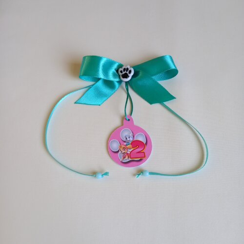 Laço cetim tag personalizada lembrança de aniversário menina