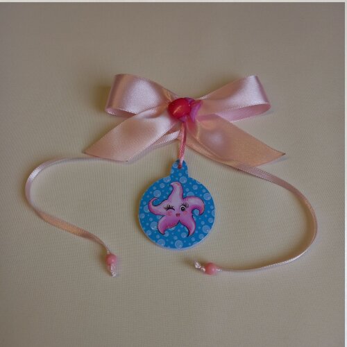 Laço cetim tag personalizada lembrança de aniversário menina