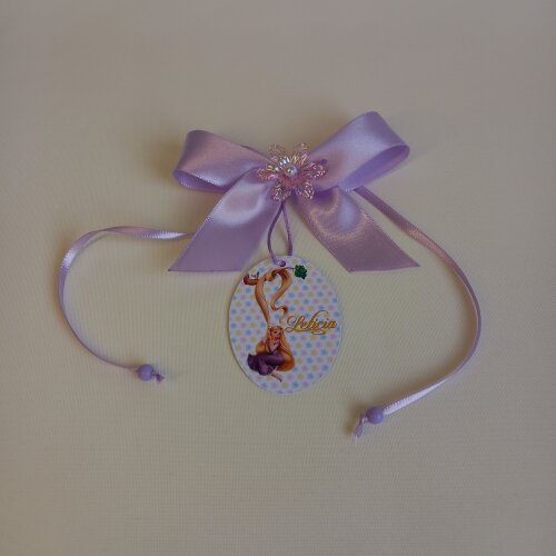 Laço cetim tag personalizada lembrança de aniversário menina