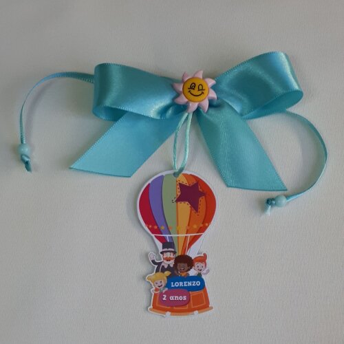 Laço cetim tag personalizada lembrança de aniversário circo