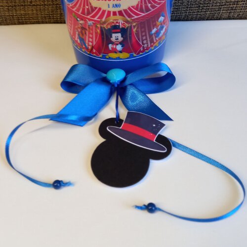 Laço cetim tag personalizada lembrança de aniversário circo