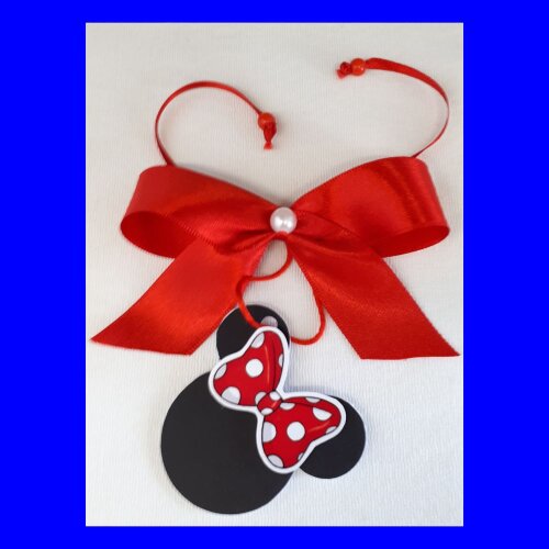 Laço de cetim pronto com tag de agradecimento personalizada lembrança de aniversário menina CONSULTAR TEMA NO CHAT
