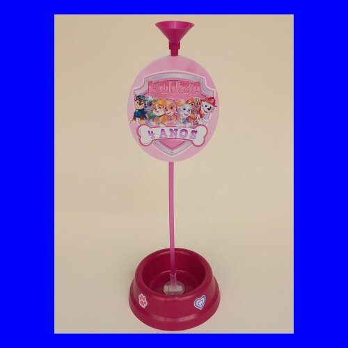 Centro de mesa pote comedouro 200ml ROSA personalizado lembrança de aniversário menina canina