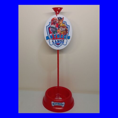 Centro de mesa pote comedouro 200ml personalizado lembrança de aniversário menino canina