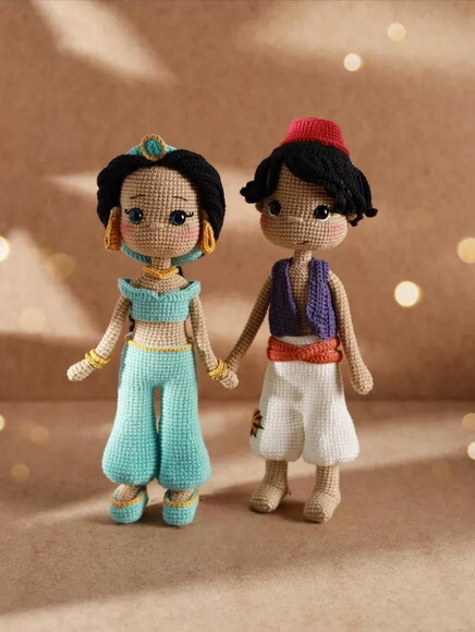 Receita Aladin e Jasmine Amigurumi