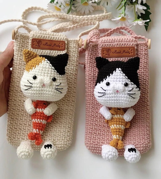 Receita Bolsinha Celular Gato Amigurumi