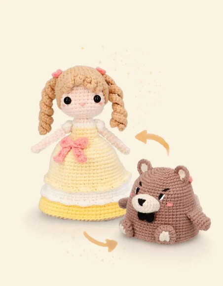 Receita Boneca Reversivel Urso Amigurumi