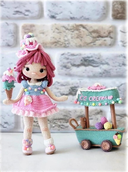 Receita Boneca Sorveteira Amigurumi