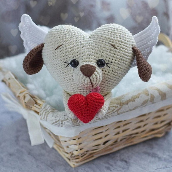 Receita Cachorro Coração Amigurumi