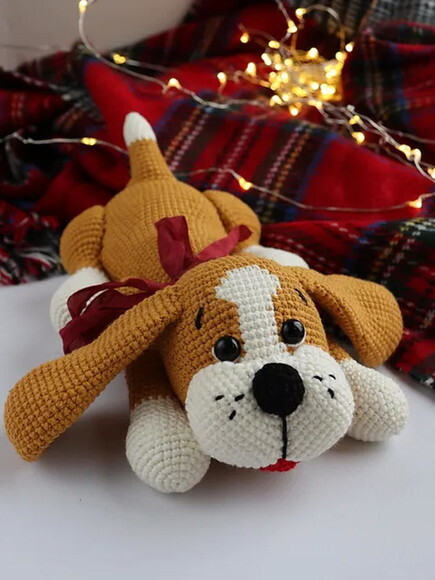 Receita Cachorro Deitado Amigurumi