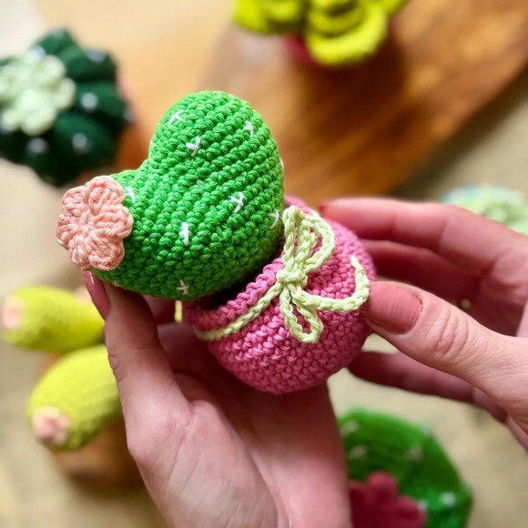 Receita Cacto Coração Amigurumi