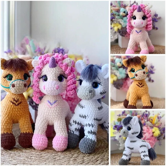Receita Cavalo, Zebra e Unicornio Amigurumi