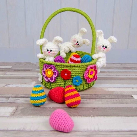 Receita Cesta de Coelhos Amigurumi