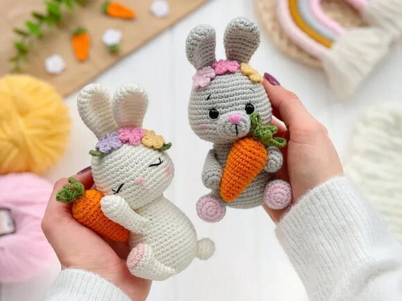 Receita Coelhinhos Amigurumi