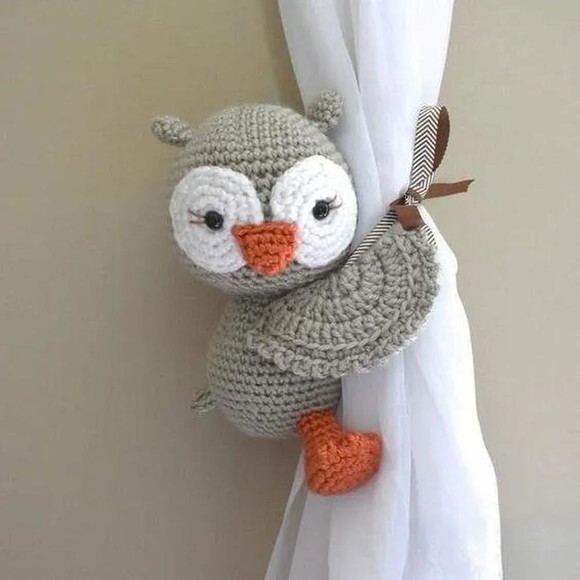 Receita Coruja Segura Cortina Amigurumi