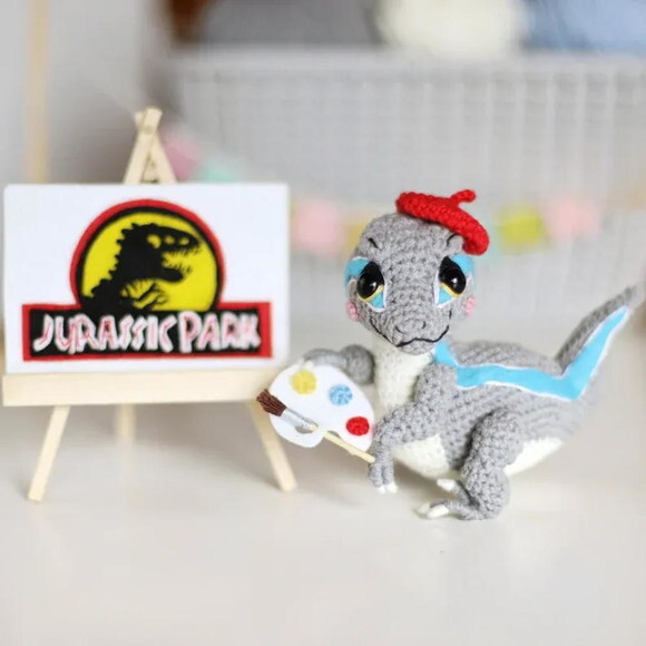 Receita Dinossauro Pintor Amigurumi