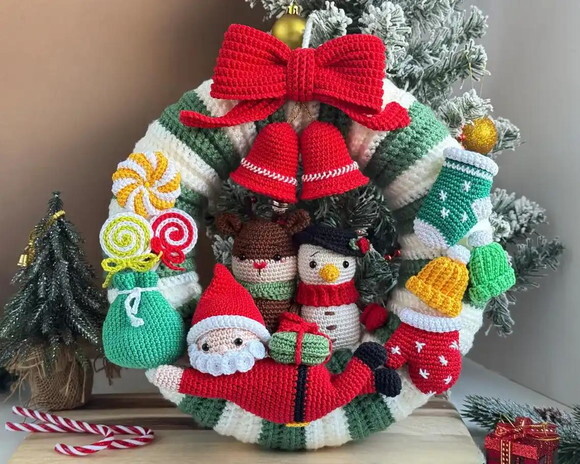 Receita Guirlanda de Natal Amigurumi