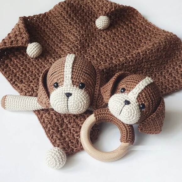 Receita Naninha+chocalho Cachorro Amigurumi