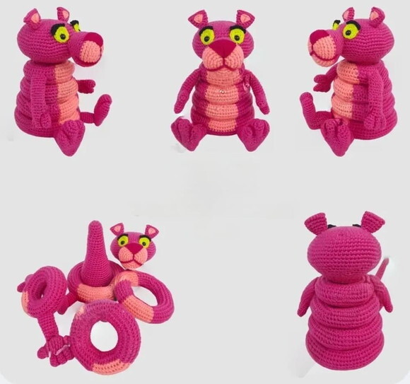 Receita Pantera Cor de Rosa Encaixe Amigurumi