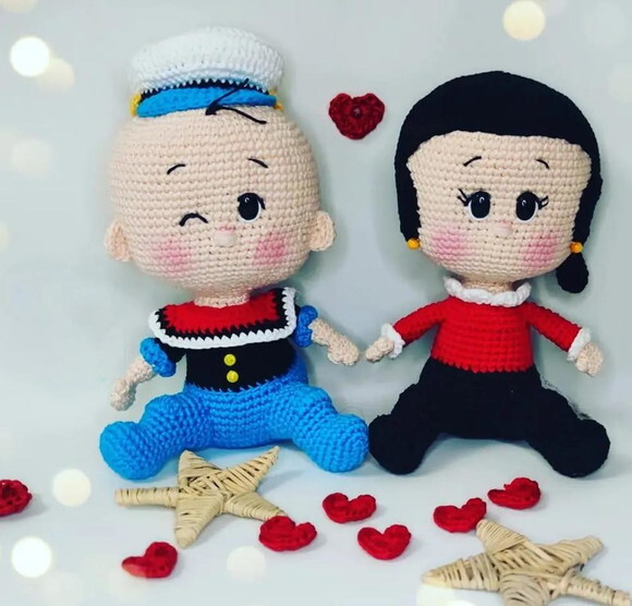 Receita Popeye e Olivia Amigurumi