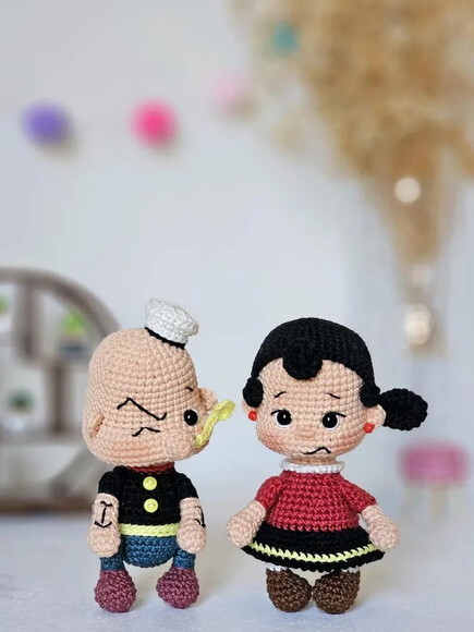 Receita Popeye e Olivia Amigurumi