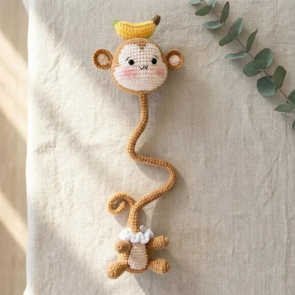 Receita Prendedor de Bolsa Macaco Amigurumi