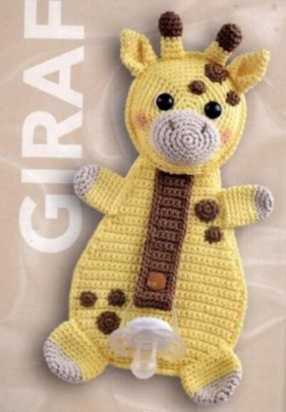 Receita Prendedor de Chupeta Girafa Amigurumi