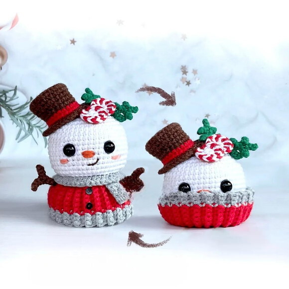 Receita Reversivel Boneco de Neve Amigurumi