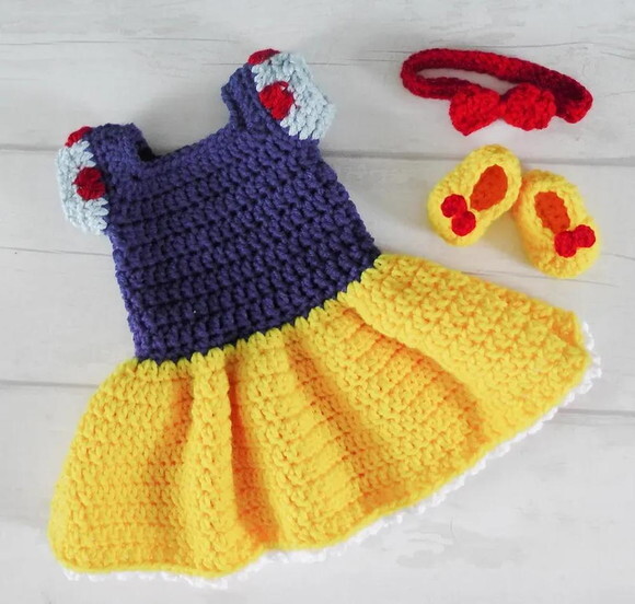 Receita Vestido Branca de Neve Amigurumi