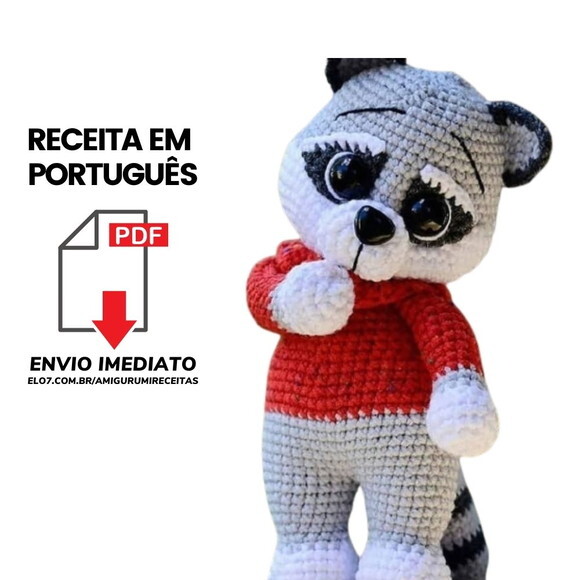 Receitas em PDF - Guaxinim Amigurumi