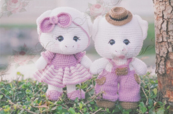 Receitas em PDF- Casal de porco Amigurumi