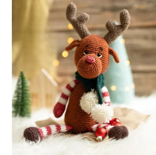 Receita Alce Natalino Amigurumi