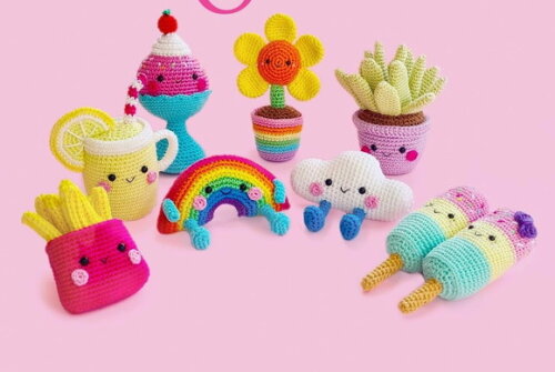 Receita Arco Iris, Nuvem,girassol Amigurumi