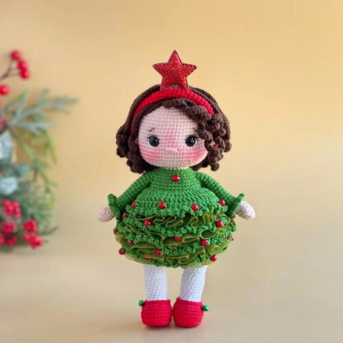 Receita Boneca Arvore de Natal Amigurumi