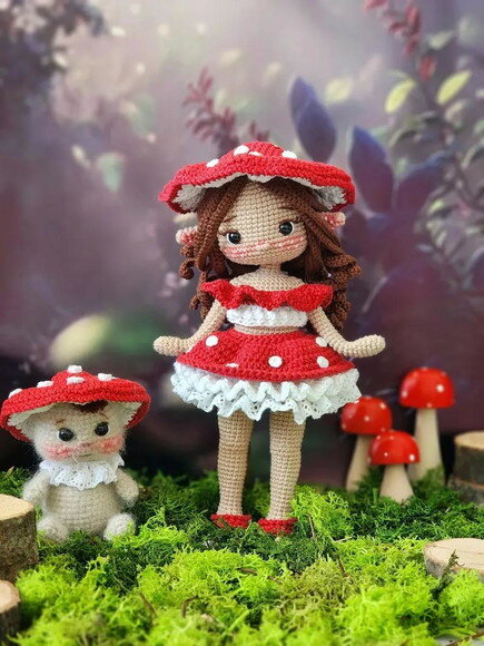 Receita Boneca Cogumelo Amigurumi