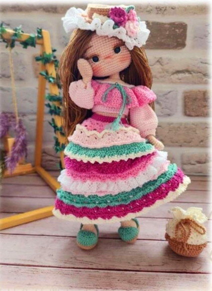 Receita Boneca Colorida Amigurumi