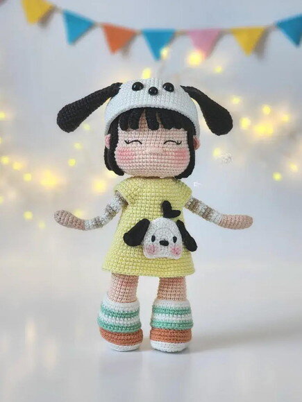 Receita Boneca Fantasia de Cachorro Amigurumi