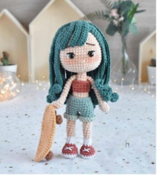 Receita Boneca Skatista Amigurumi