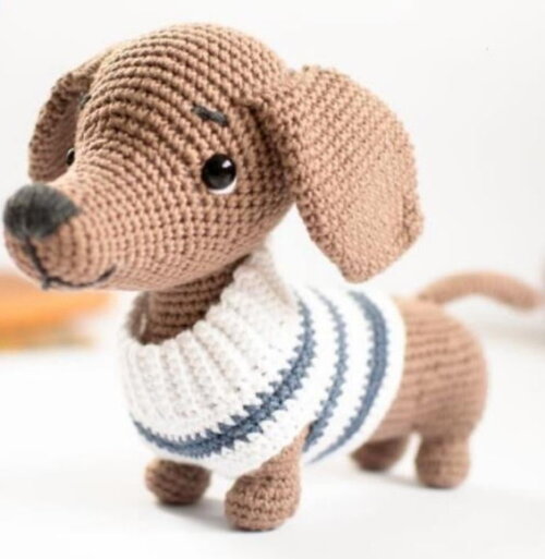 Receita Cachorro Salsicha Amigurumi