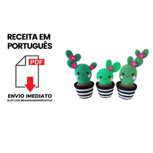 Receita Cacto Amigurumi