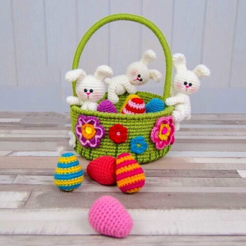 Receita Cesta de Coelhos Amigurumi