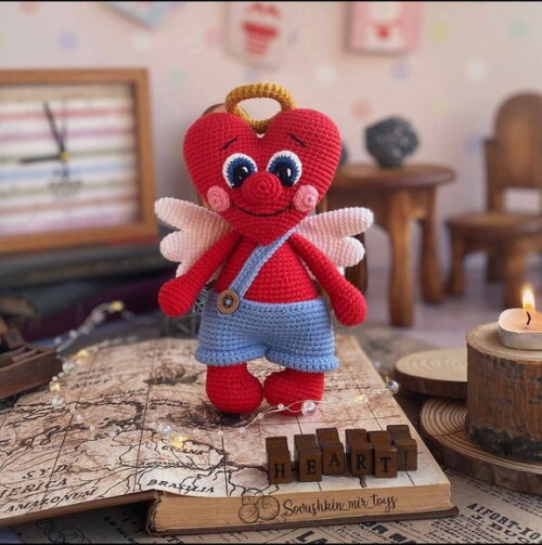 Receita Coração Cupido Amigurumi